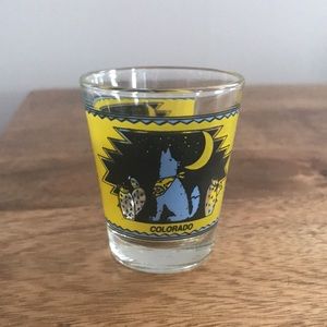 Colorado shotglass wolf howling at the moon